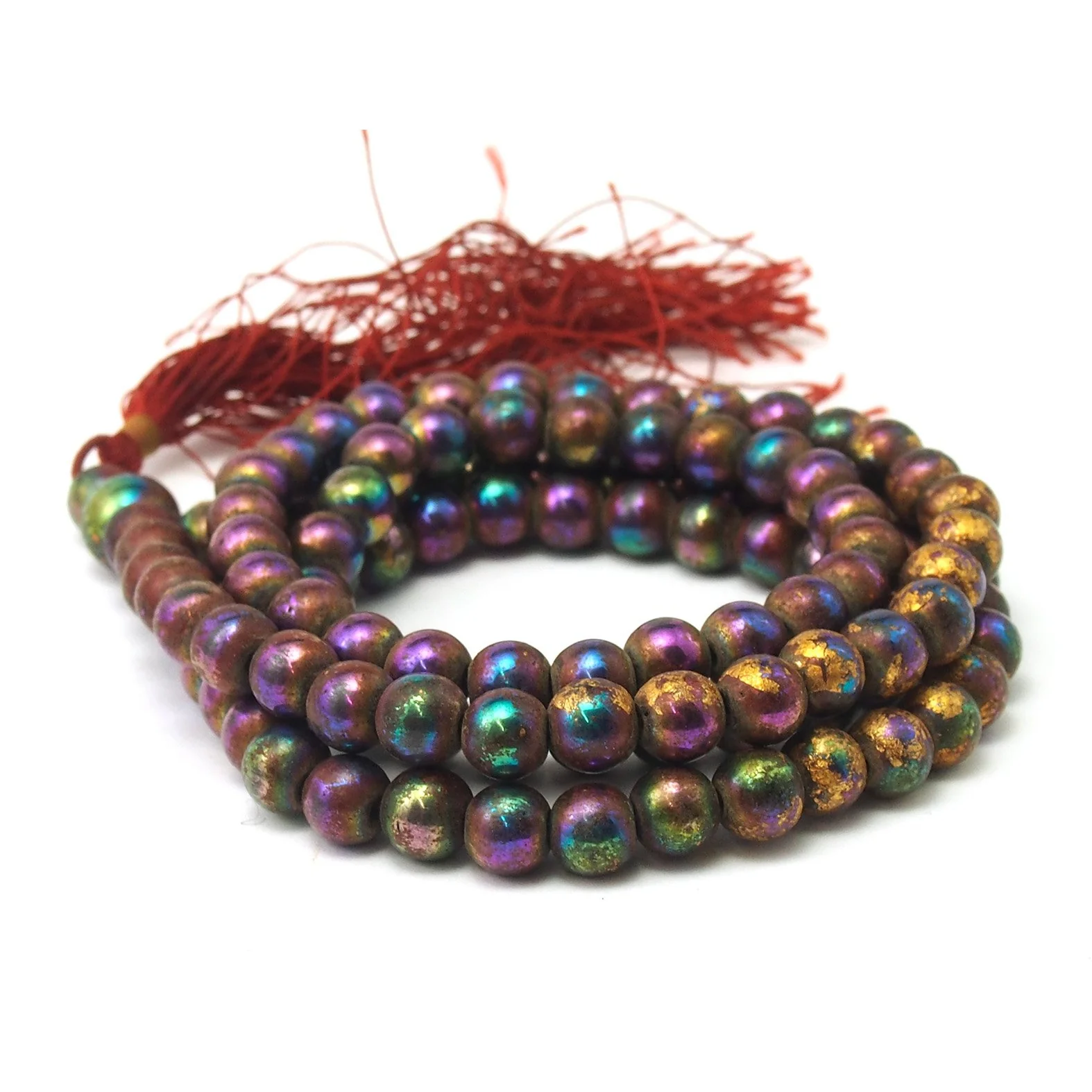 Gold Leaf Hematite Mala 8mm - Image 2