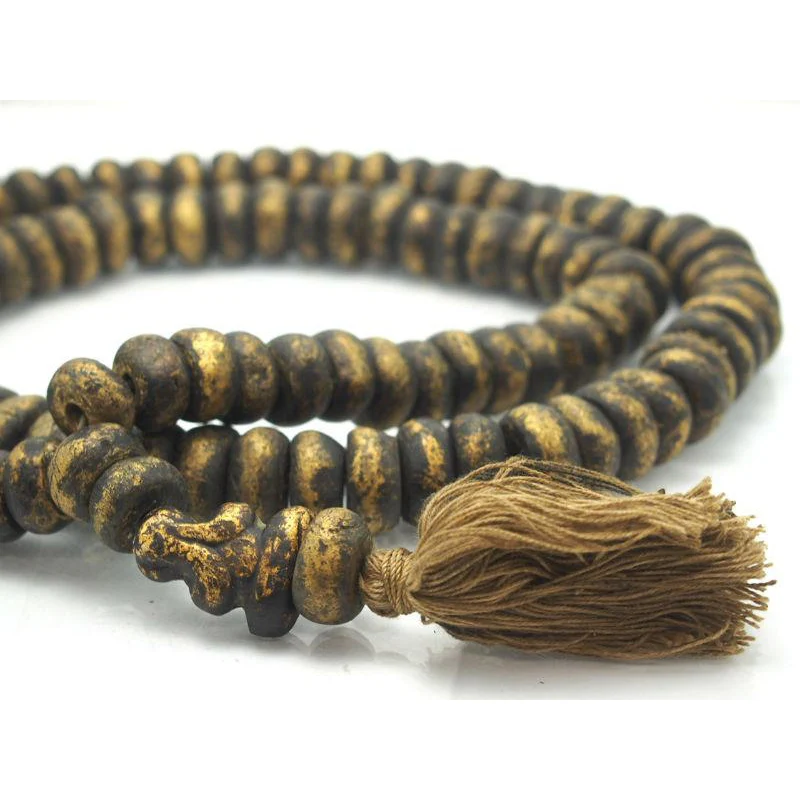 Gold Leaf Terra Cotta Disc Mala - Image 2