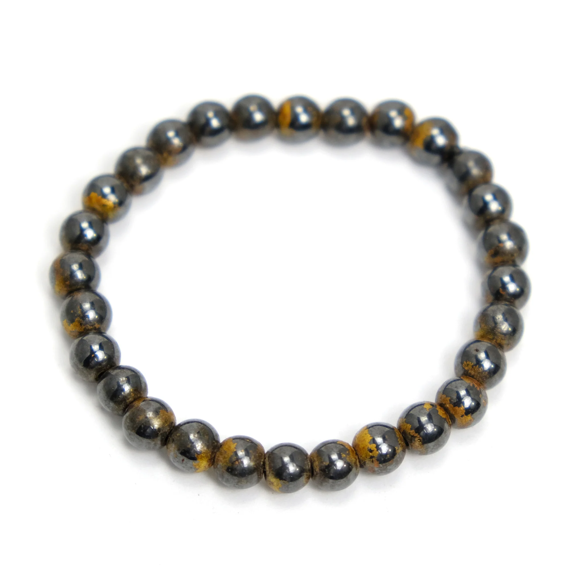 Gold Leafed Magnetic Hematite Stretch Bracelet 8mm - Image 2