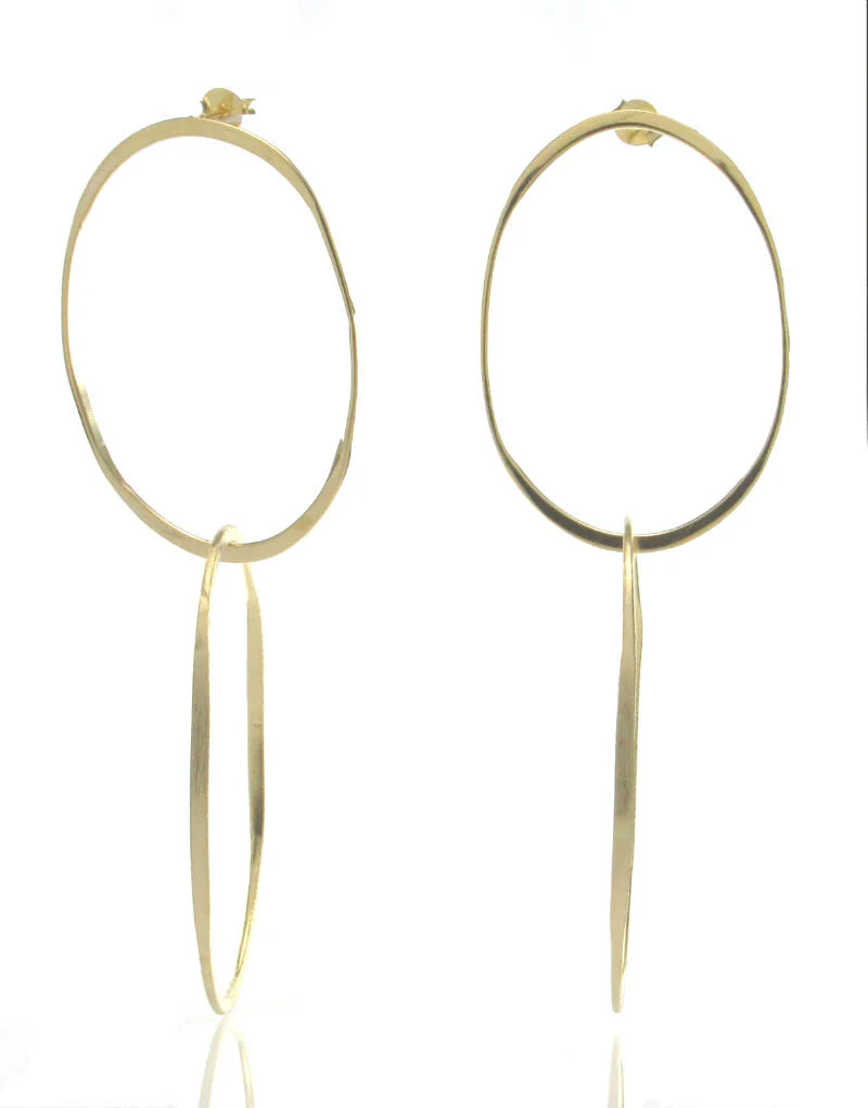 Gold Plated Over Sterling Silver Brushed Double 8's Earrings - Image 2