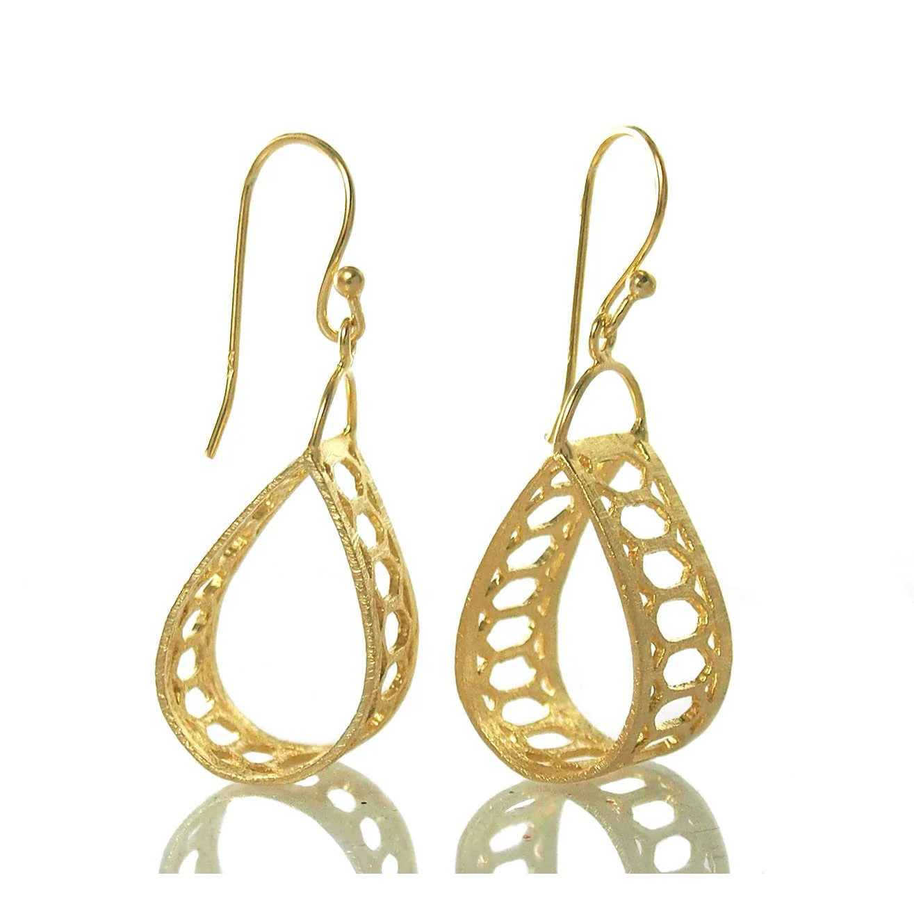 Gold Vermeil over Sterling Silver Brushed Earrings - Image 2