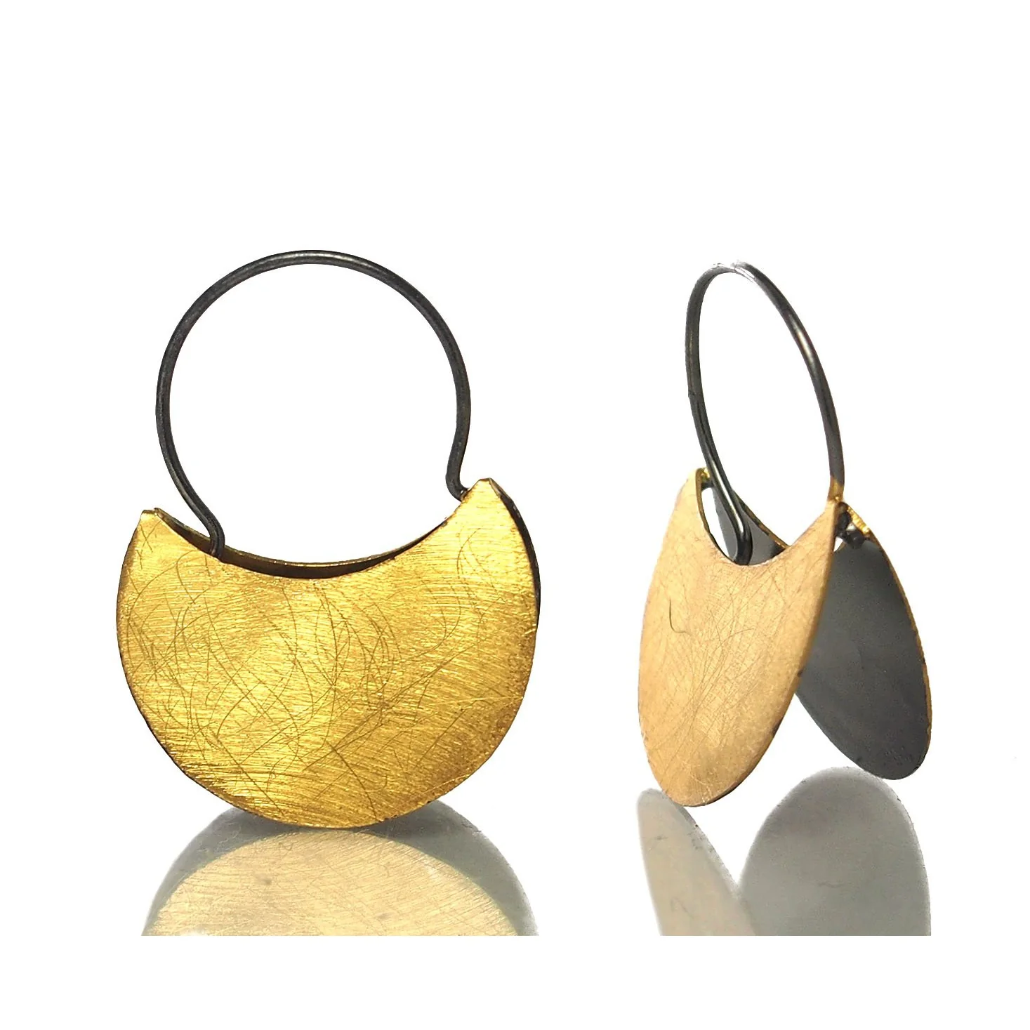 Gold Vermeil over Sterling Silver Double Half Moon Earrings - Image 2