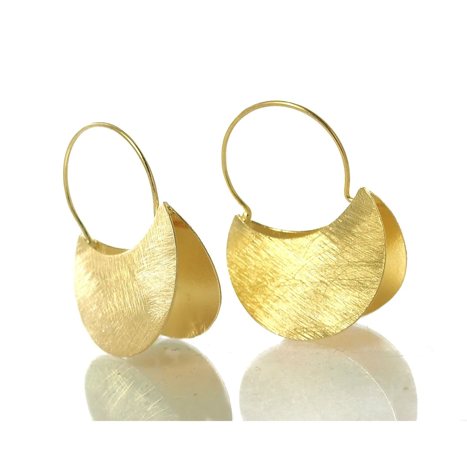 Gold Vermeil over Sterling Silver Double Half Moon Earrings - Image 2