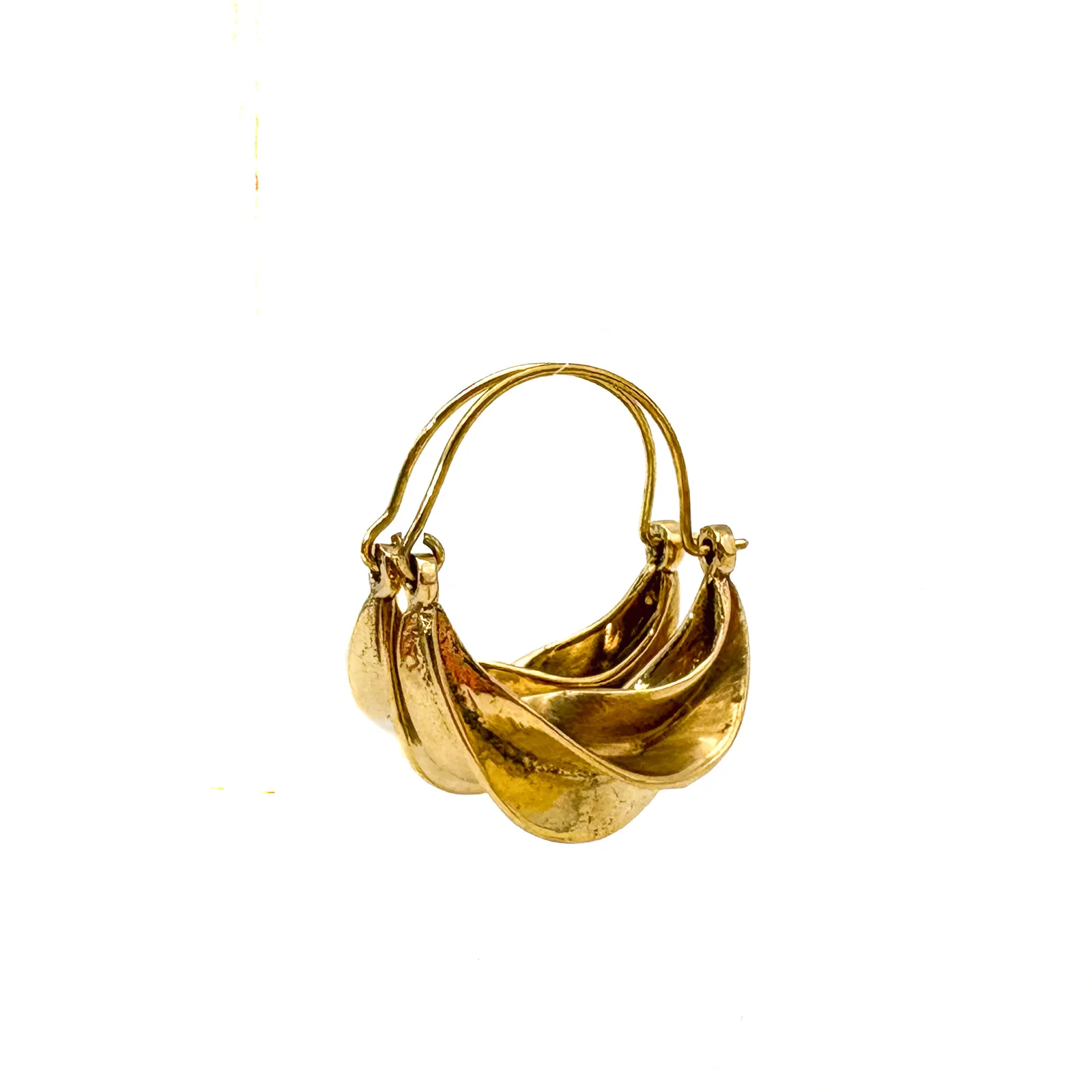 Golden Brass Fulani Style Earrings - Image 2