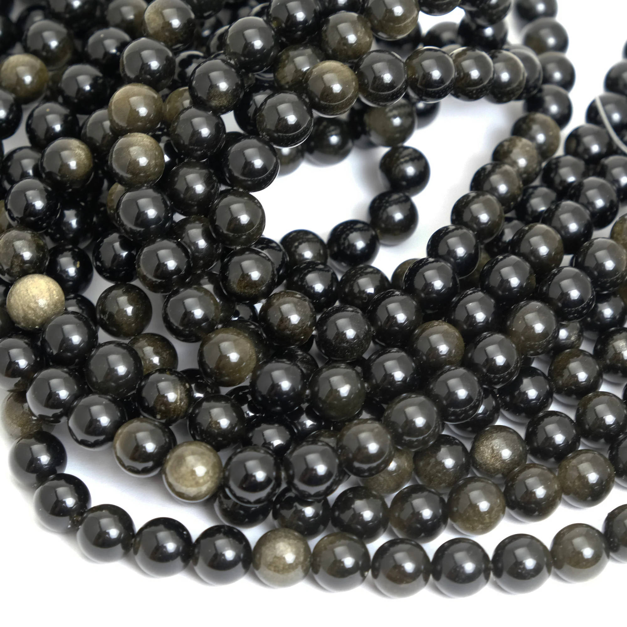Golden Obsidian 10mm Smooth Rounds - Image 2