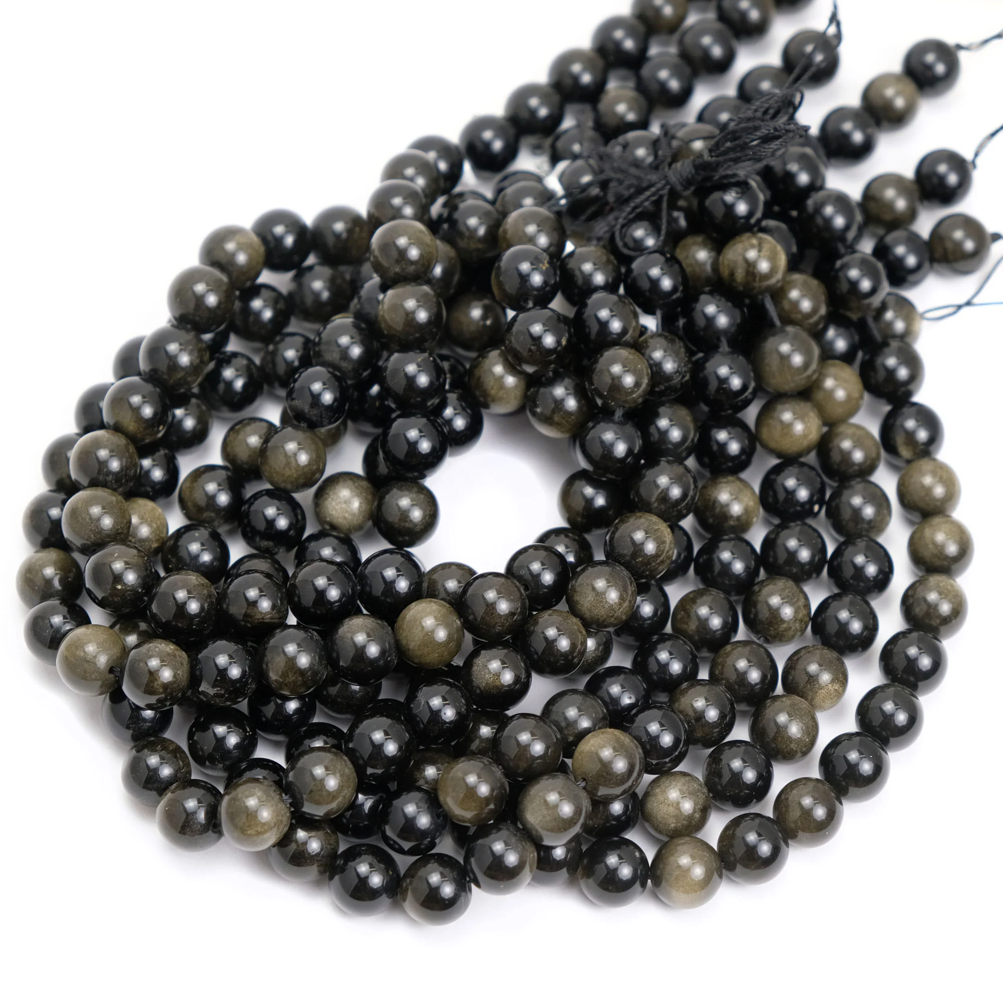 Golden Obsidian 12mm Smooth Rounds - Image 2