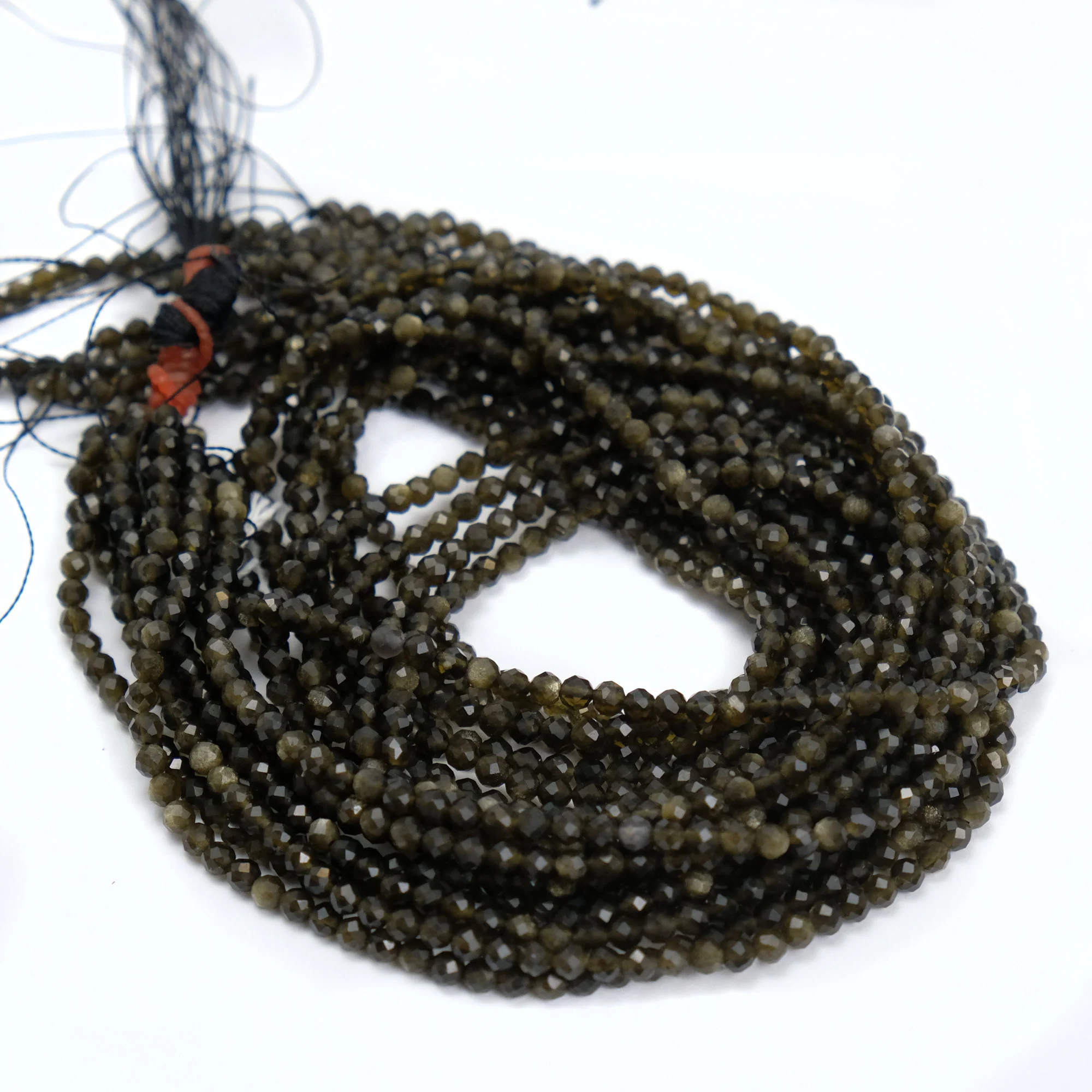Golden Obsidian 3.5mm Faceted Rounds - Image 2