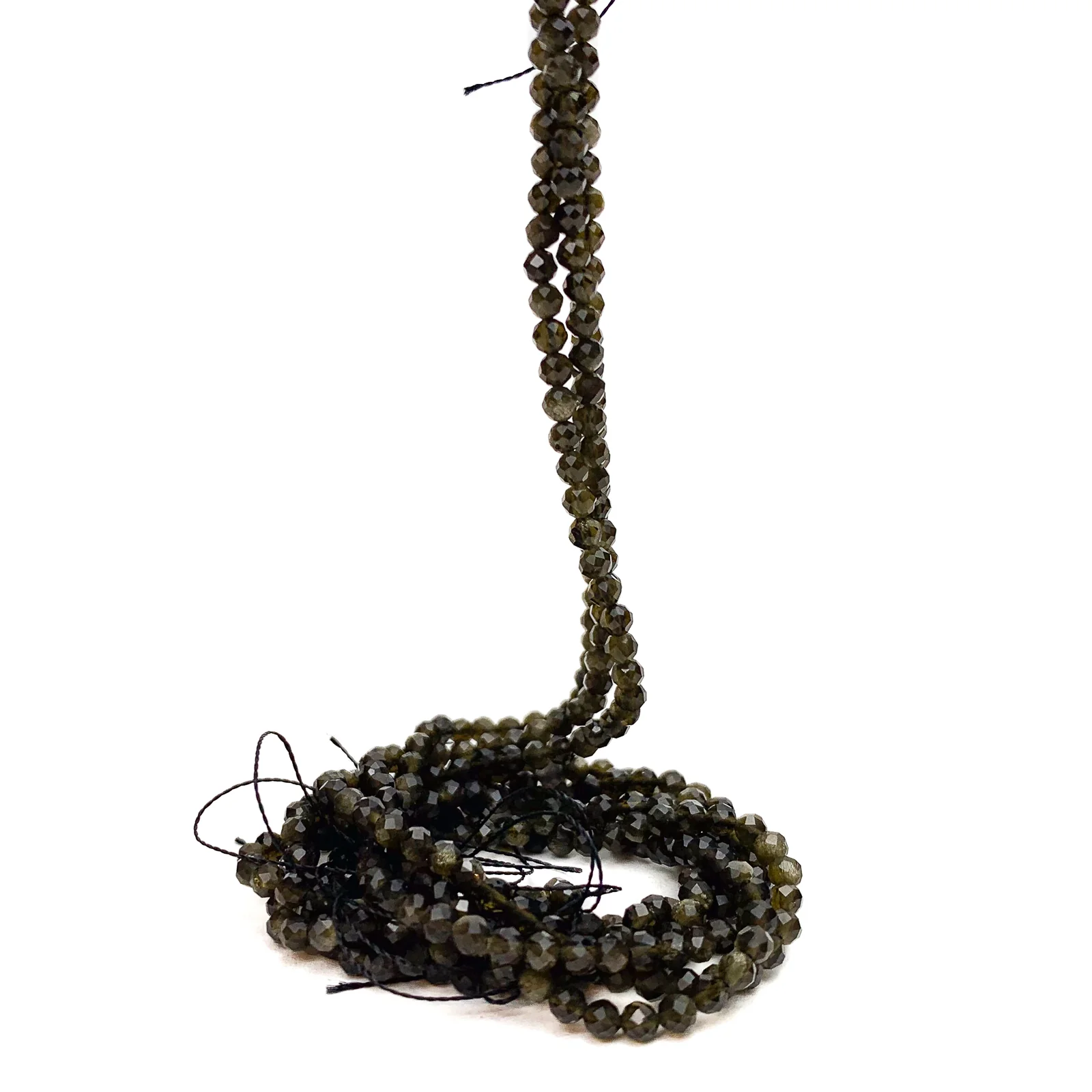 Golden Obsidian 3mm Faceted Rounds Bead Strand - Image 3