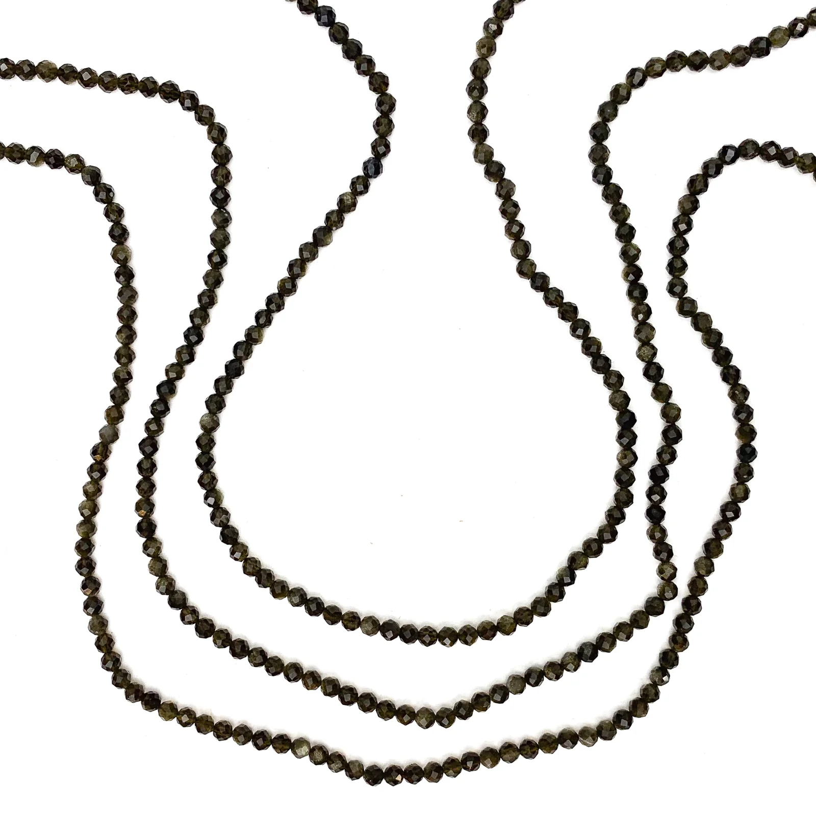 Golden Obsidian 3mm Faceted Rounds Bead Strand - Image 4