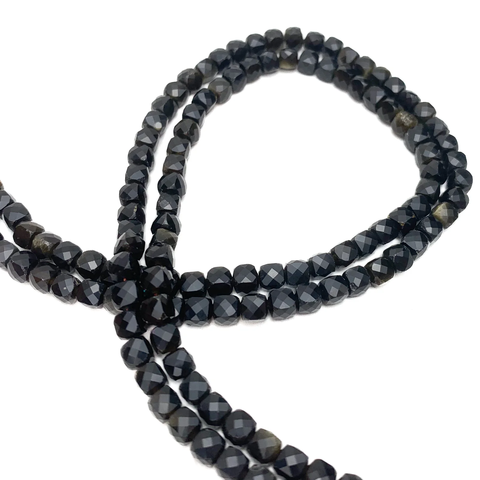 Golden Obsidian 4.5mm Faceted Cubes Bead Strand - Image 4