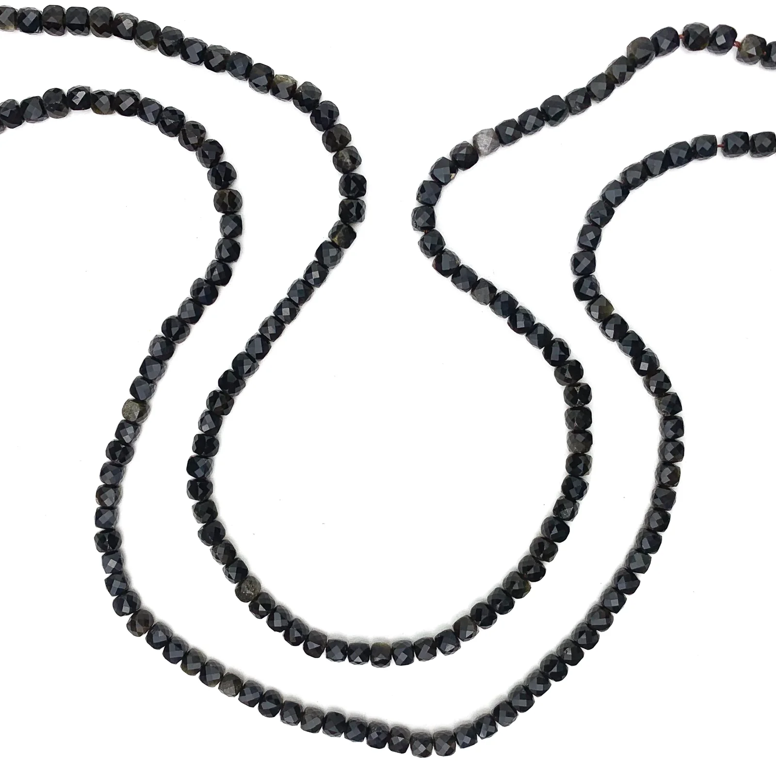 Golden Obsidian 4.5mm Faceted Cubes Bead Strand - Image 5