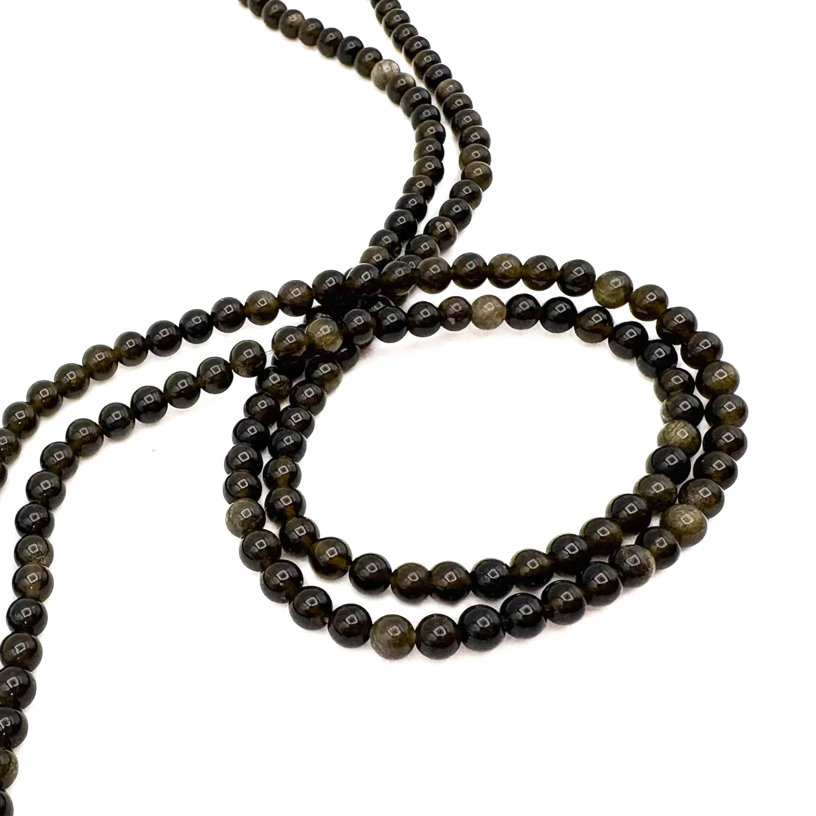 Golden Obsidian 4.5mm Faceted Rounds Bead Strand - Image 4