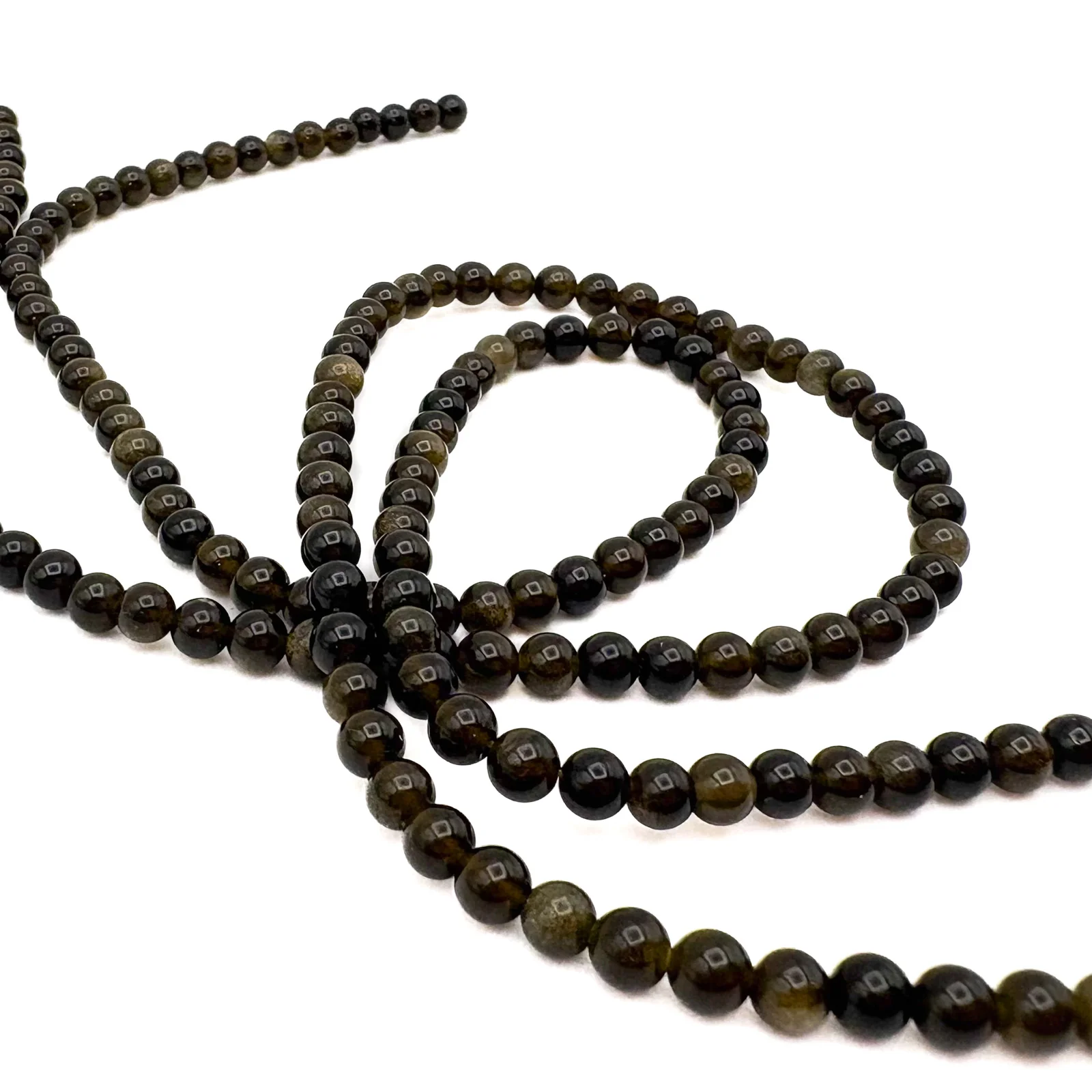 Golden Obsidian 4.5mm Faceted Rounds Bead Strand - Image 7