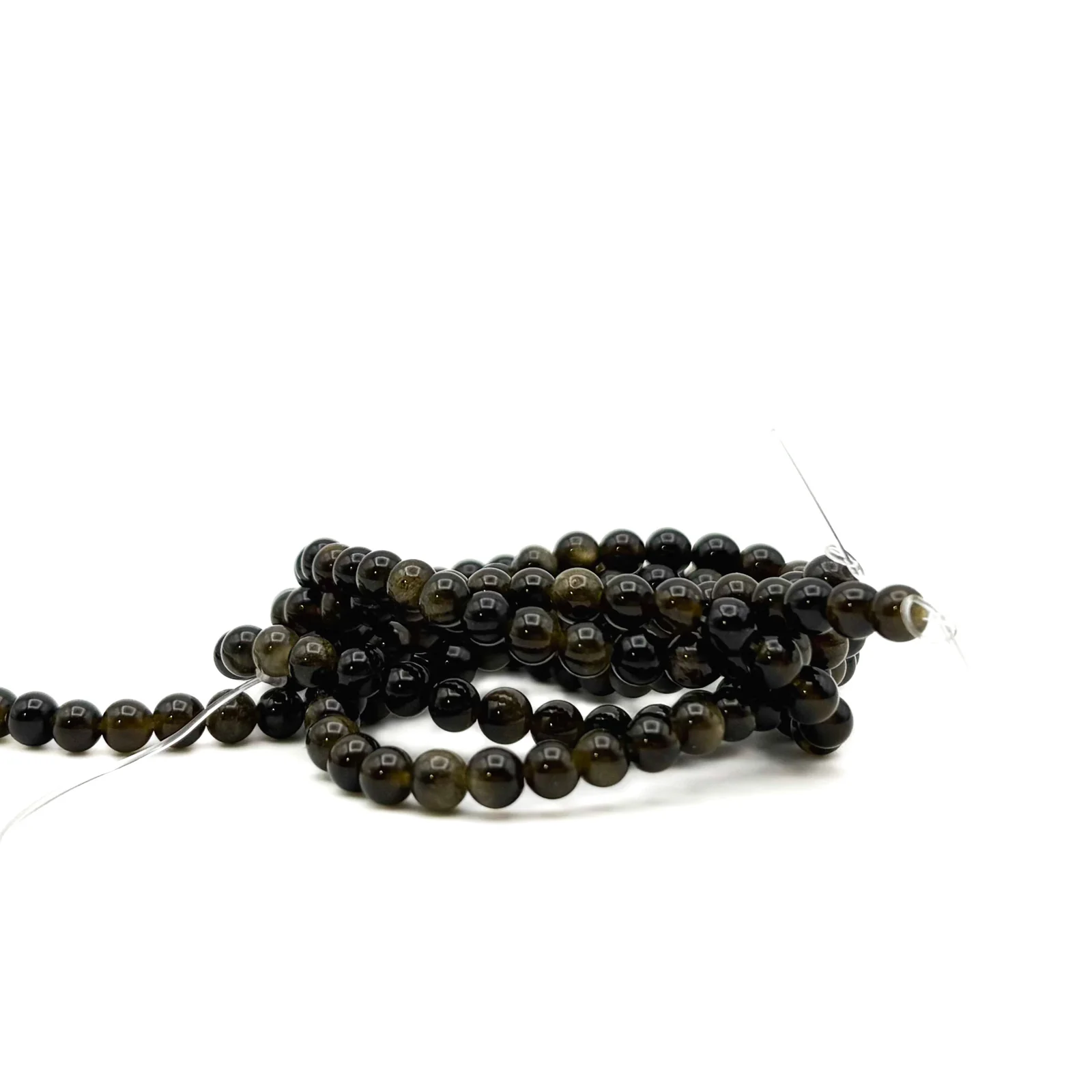 Golden Obsidian 4.5mm Faceted Rounds Bead Strand - Image 8