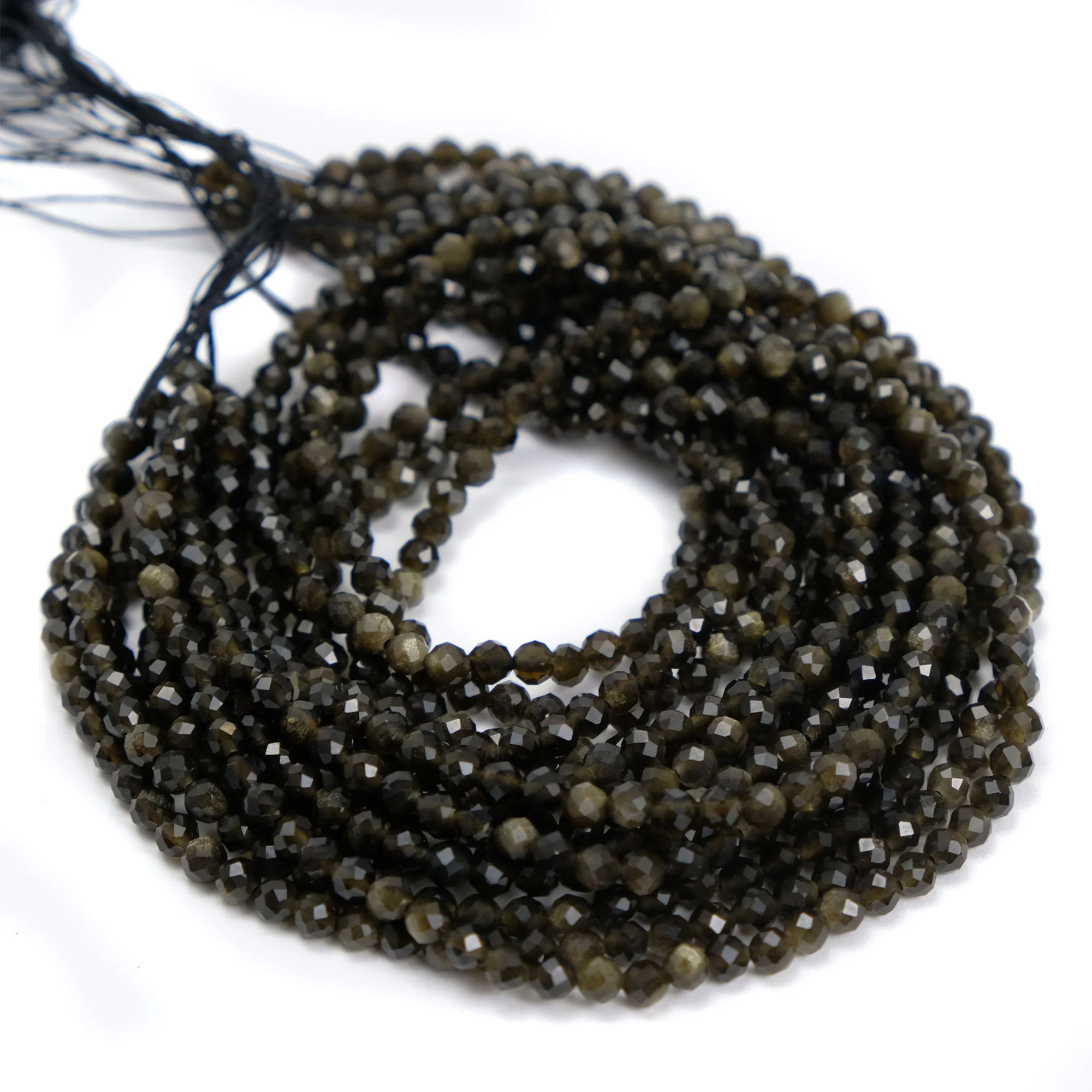 Golden Obsidian 4.5mm Faceted Rounds - Image 3