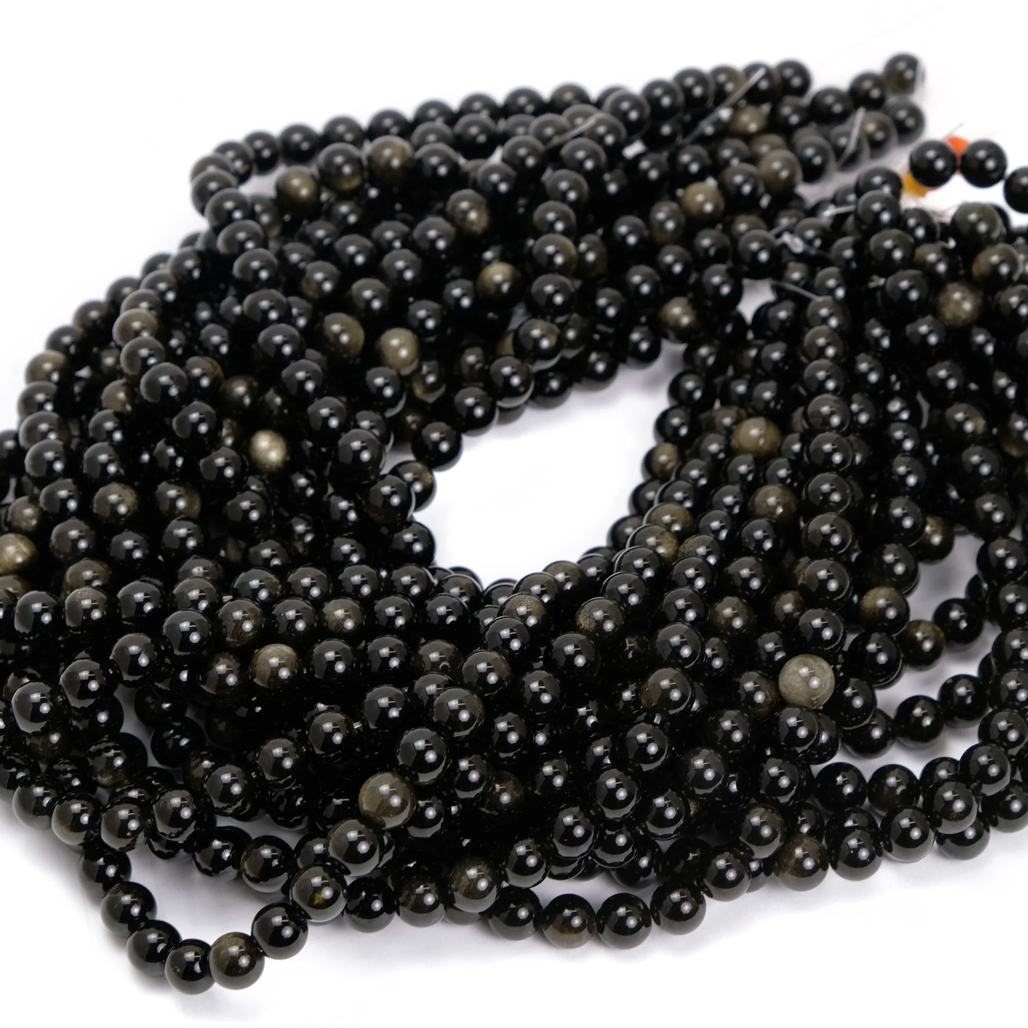 Golden Obsidian 8mm Smooth Rounds - Image 2