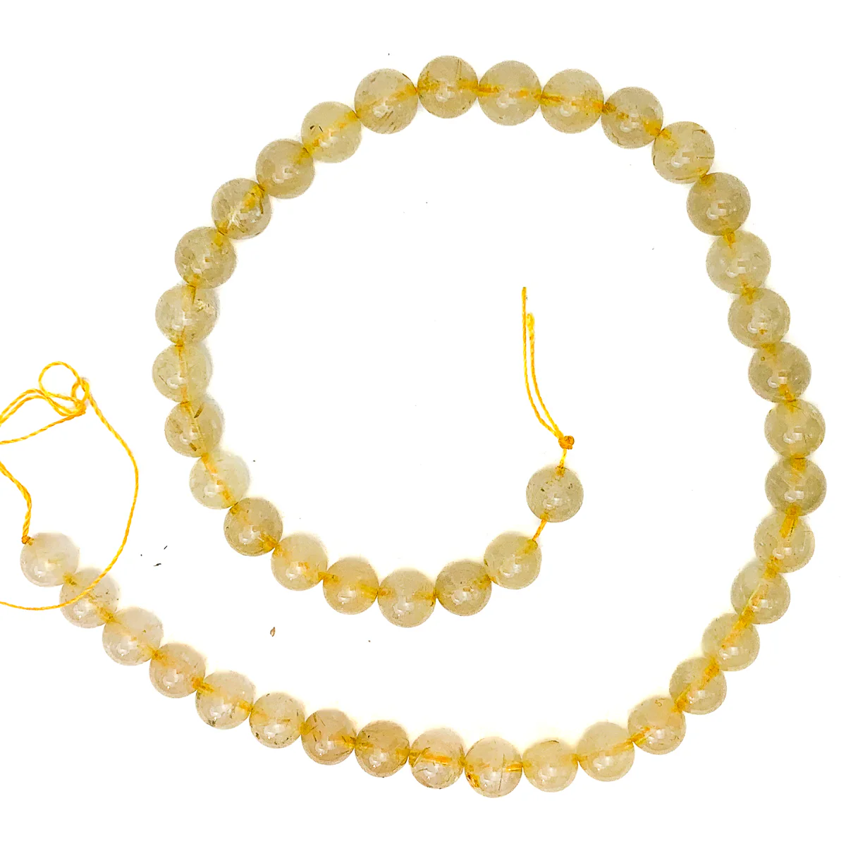 Golden Rutilated Quartz 8mm Smooth Rounds Bead Strand - Image 2