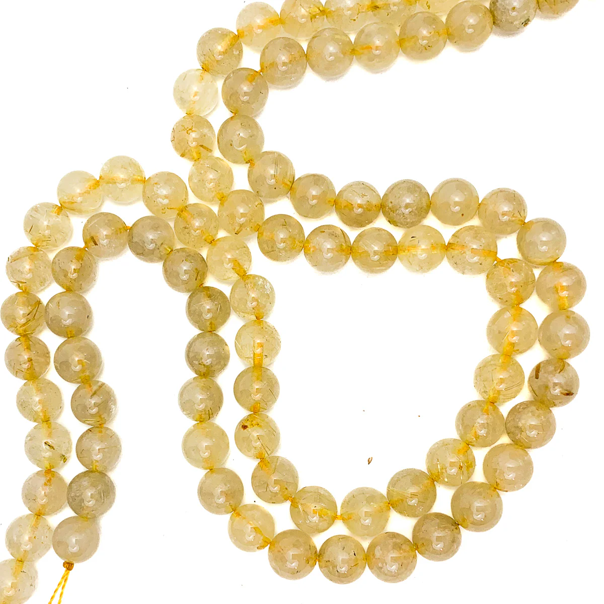 Golden Rutilated Quartz 8mm Smooth Rounds Bead Strand - Image 3