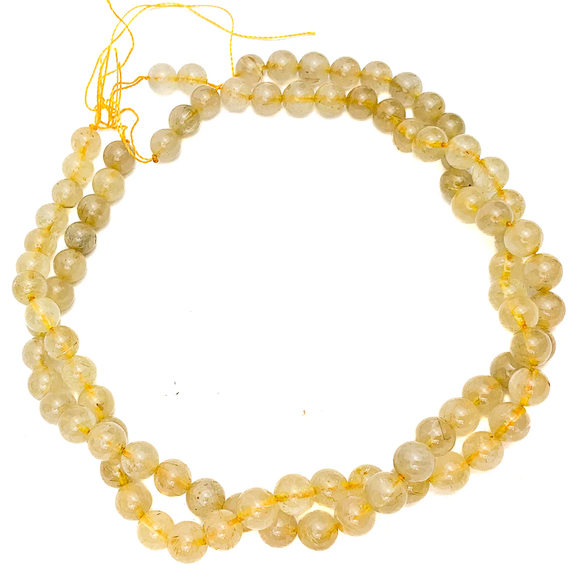 Golden Rutilated Quartz 8mm Smooth Rounds Bead Strand - Image 4