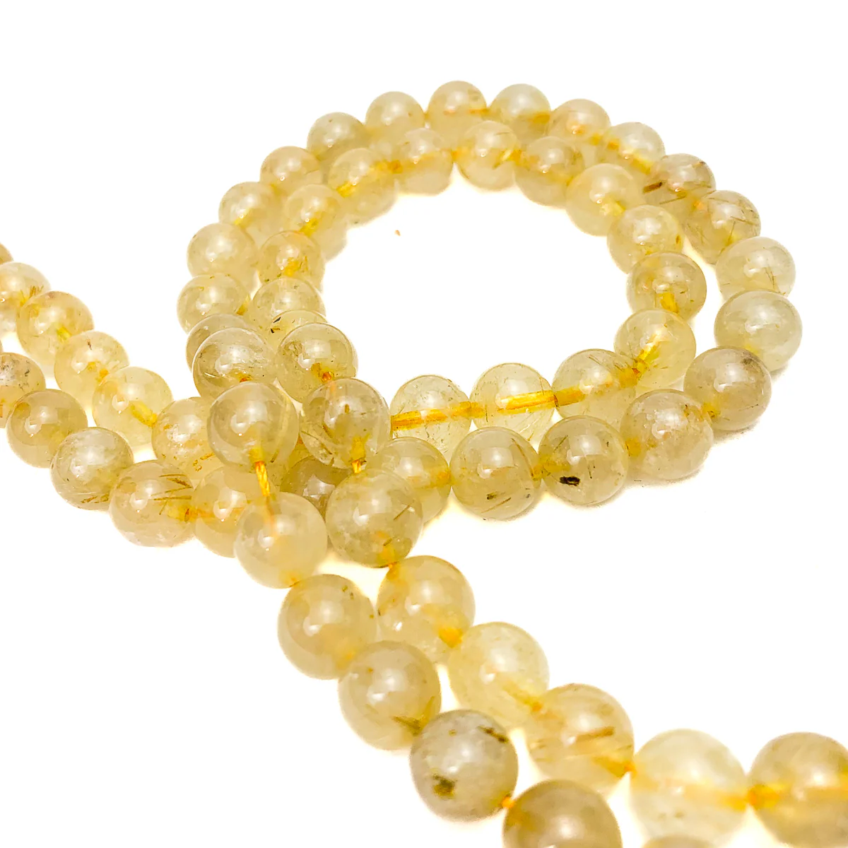 Golden Rutilated Quartz 8mm Smooth Rounds Bead Strand - Image 5