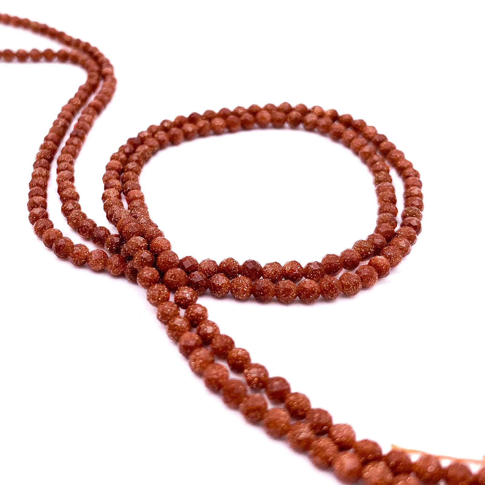Goldstone 3.5mm Faceted Round Bead Strand - Image 4