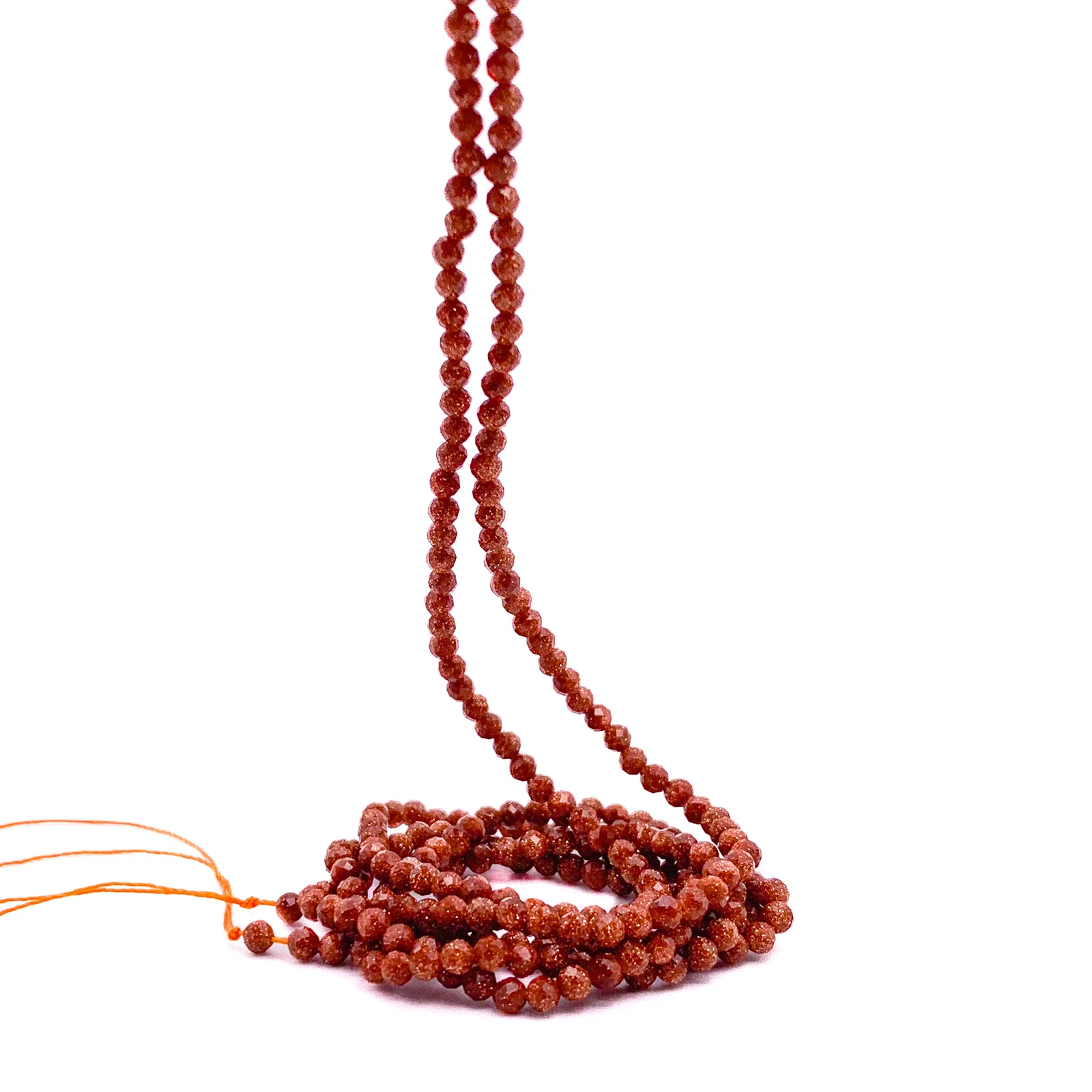 Goldstone 3.5mm Faceted Round Bead Strand - Image 8