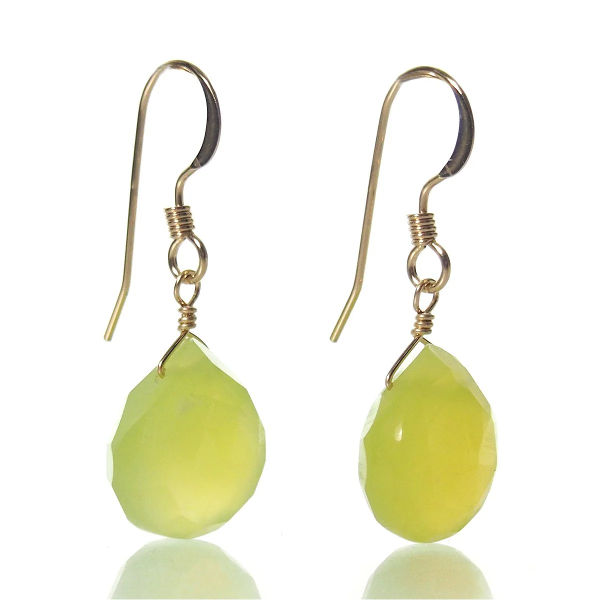 Green Apple Chalcedony Earrings with Gold Filled French Earwires - Image 2