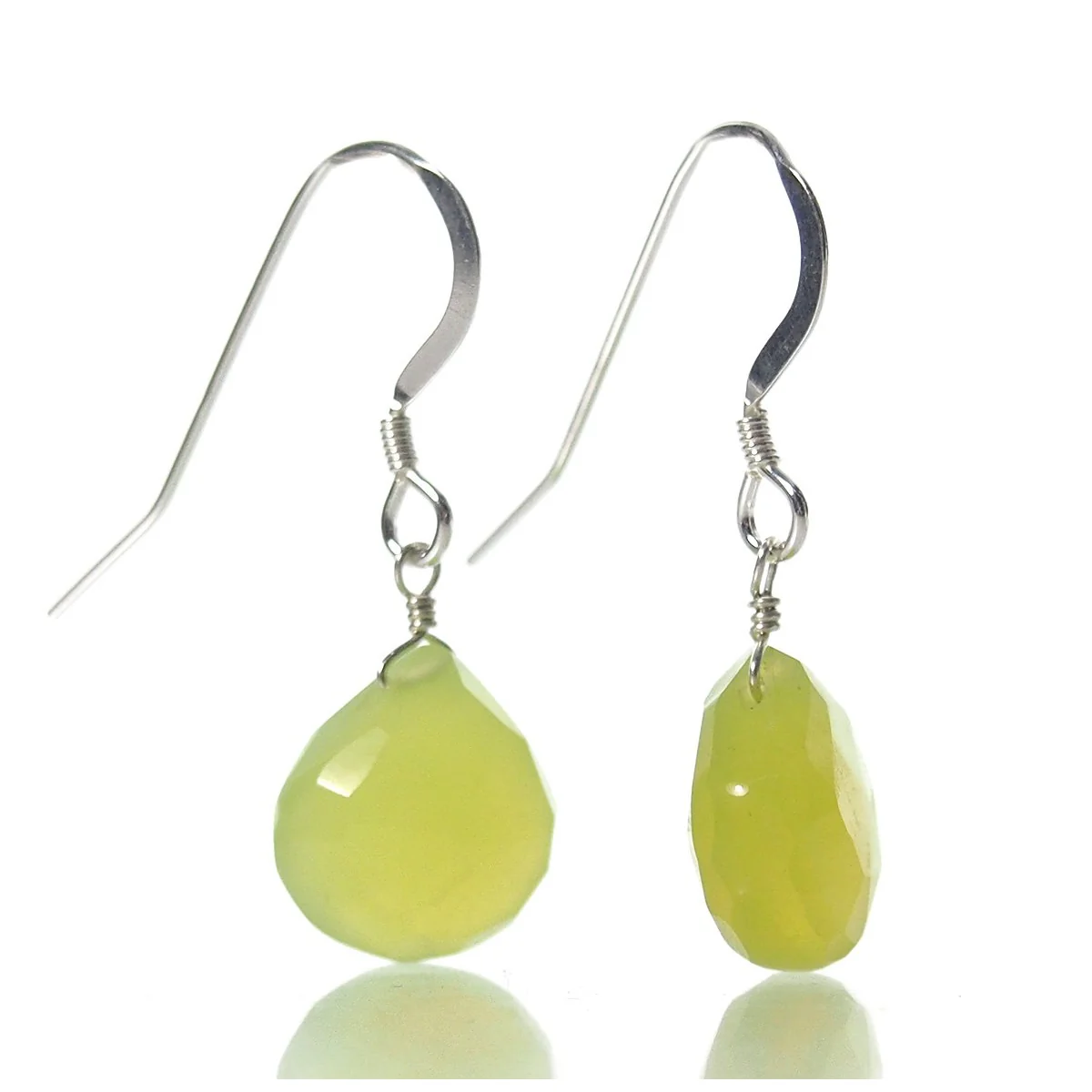 Green Apple Chalcedony Earrings with Sterling Silver French Earwires - Image 2