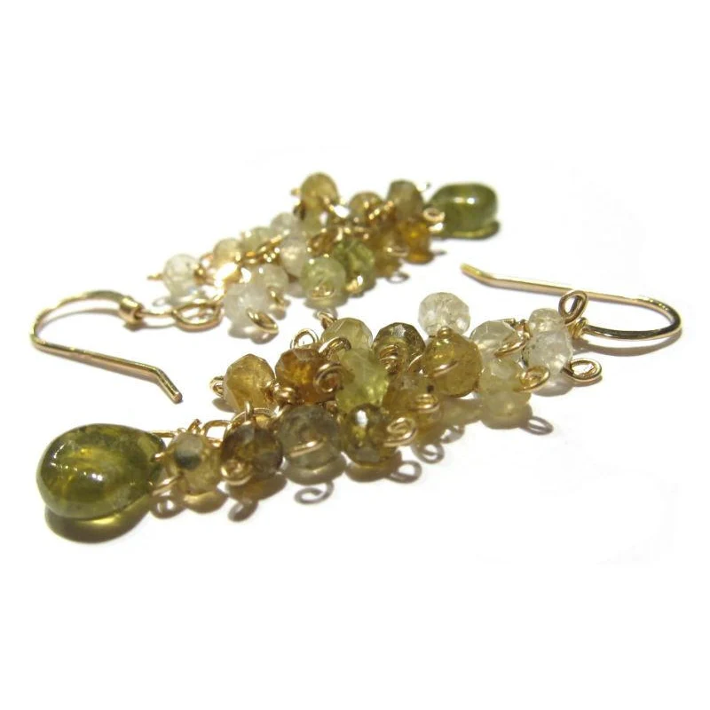Green Garnet Earrings with Gold Filled Earwires - Image 3