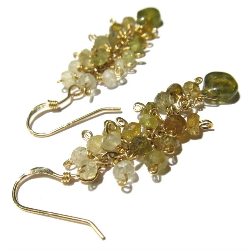 Green Garnet Earrings with Gold Filled Earwires - Image 4