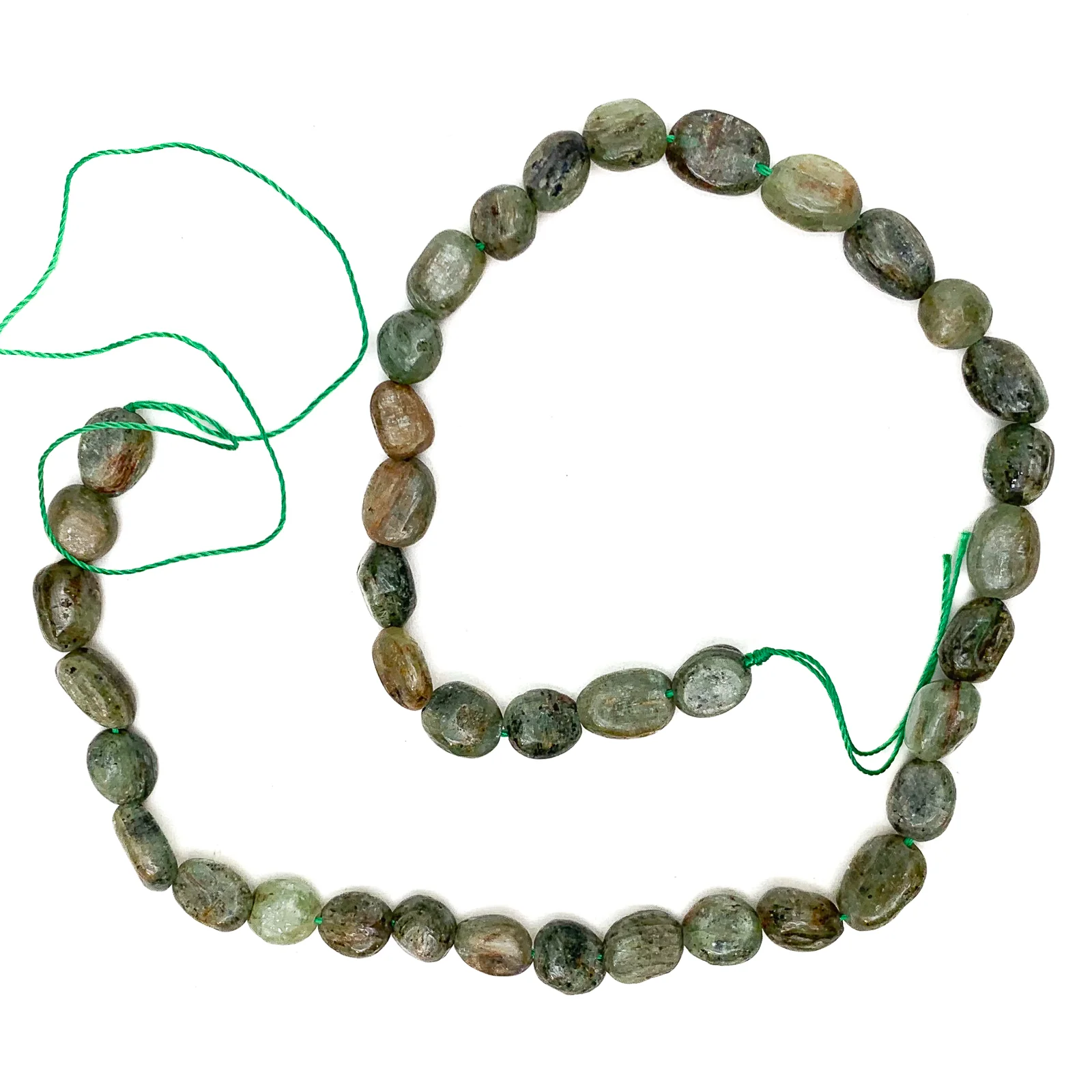 Green Garnet Smooth Pebbles Bead Strand - Image 2