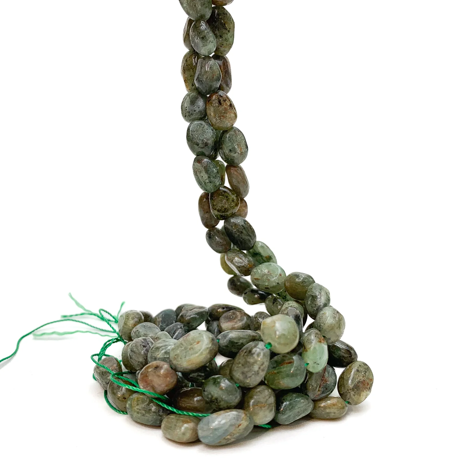 Green Garnet Smooth Pebbles Bead Strand - Image 3