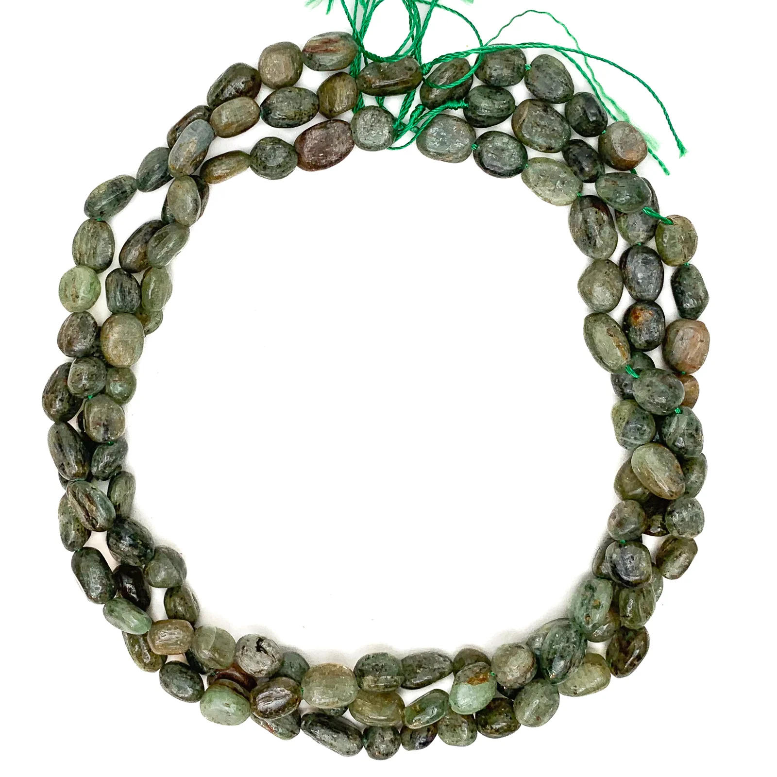 Green Garnet Smooth Pebbles Bead Strand - Image 4