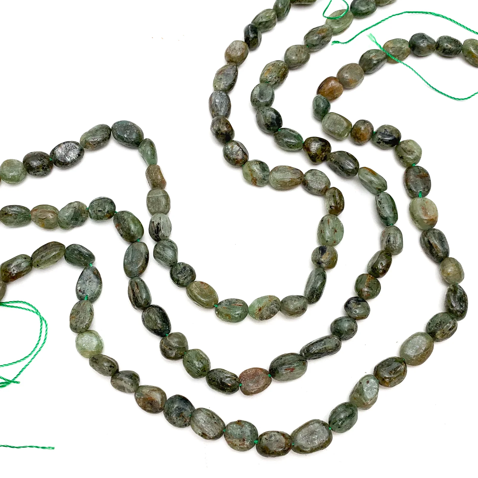 Green Garnet Smooth Pebbles Bead Strand - Image 5