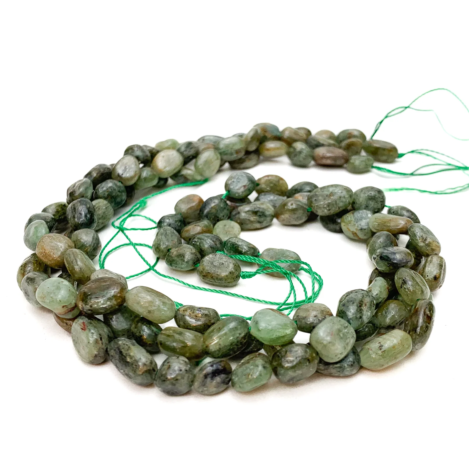 Green Garnet Smooth Pebbles Bead Strand - Image 6