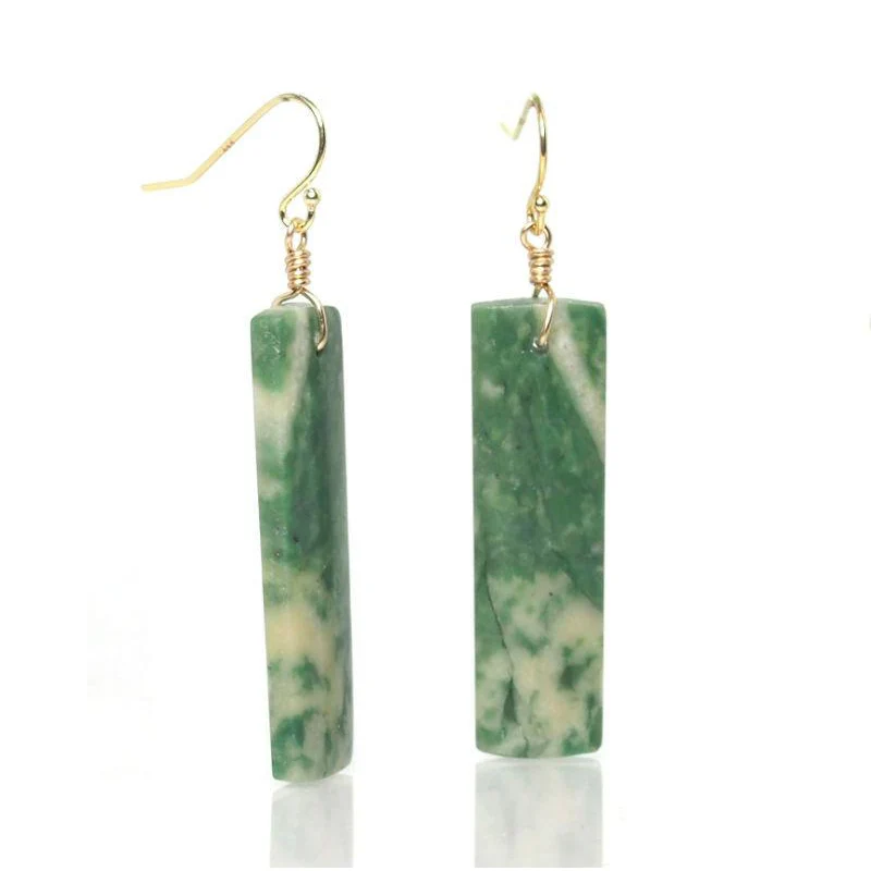 Green Mountain Jade Earrings with Gold Filled French Ear Wires - Image 2