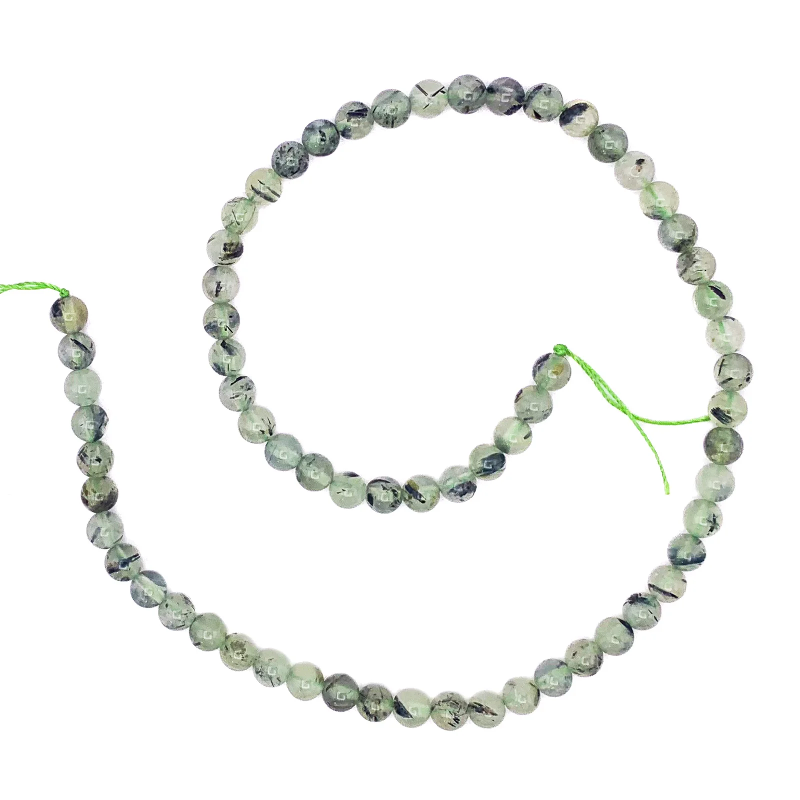 Green Rutilated Quartz 6mm Smooth Rounds Bead Strand - Image 2