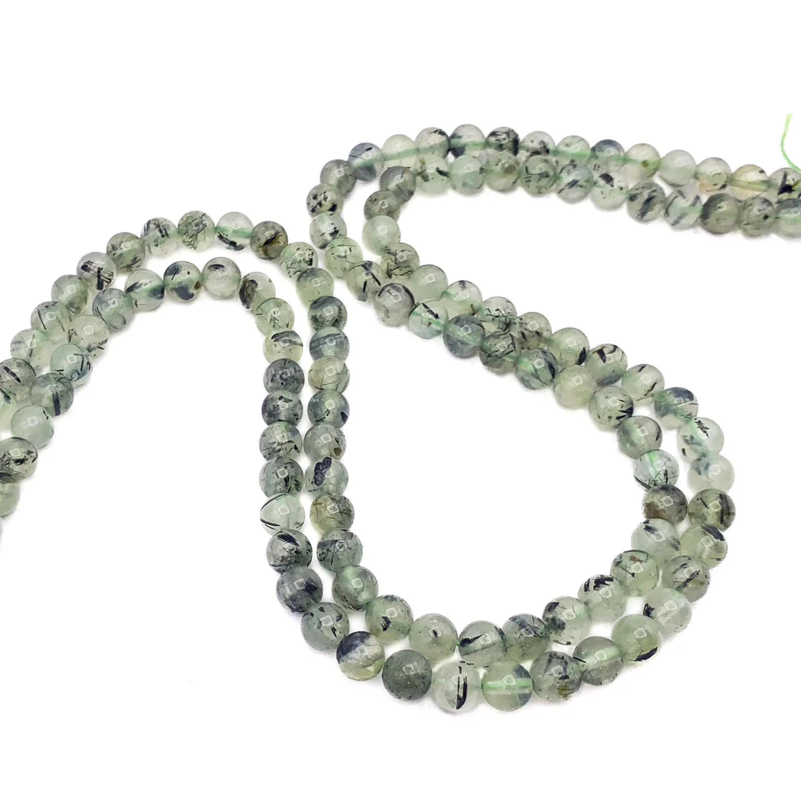 Green Rutilated Quartz 6mm Smooth Rounds Bead Strand - Image 4