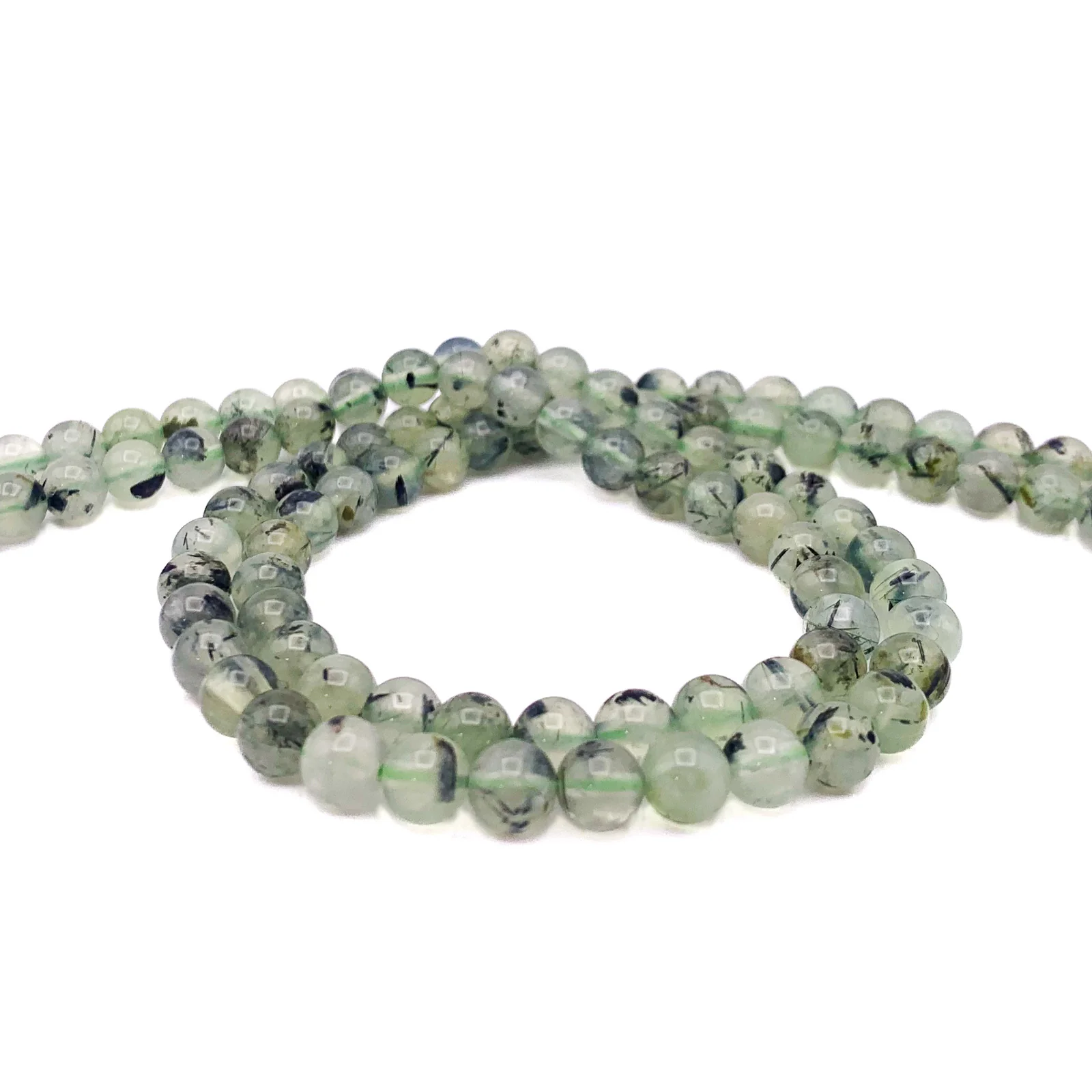 Green Rutilated Quartz 6mm Smooth Rounds Bead Strand - Image 5
