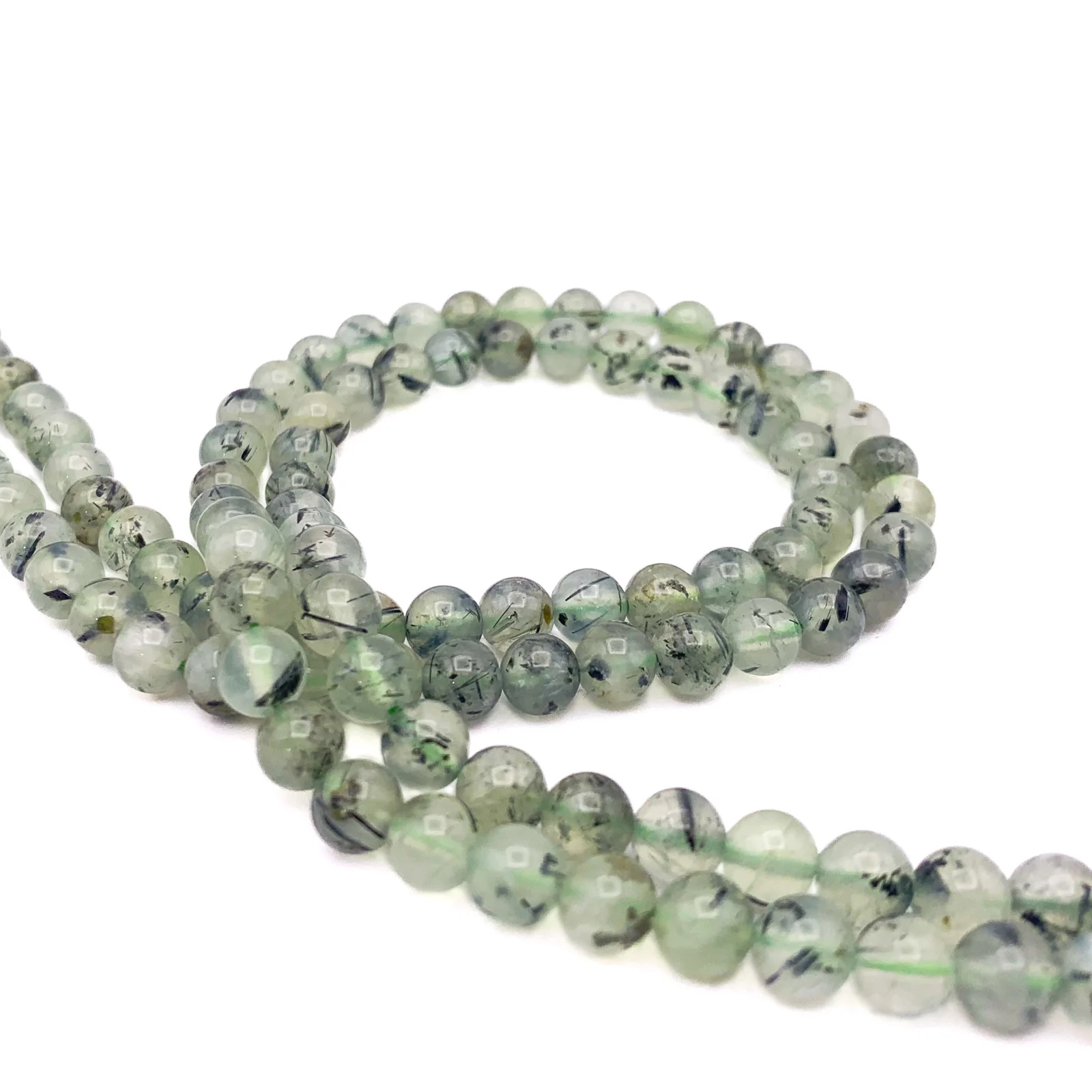 Green Rutilated Quartz 6mm Smooth Rounds Bead Strand - Image 6