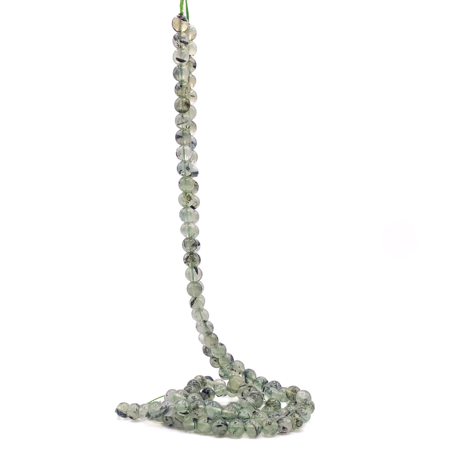 Green Rutilated Quartz 6mm Smooth Rounds Bead Strand - Image 7