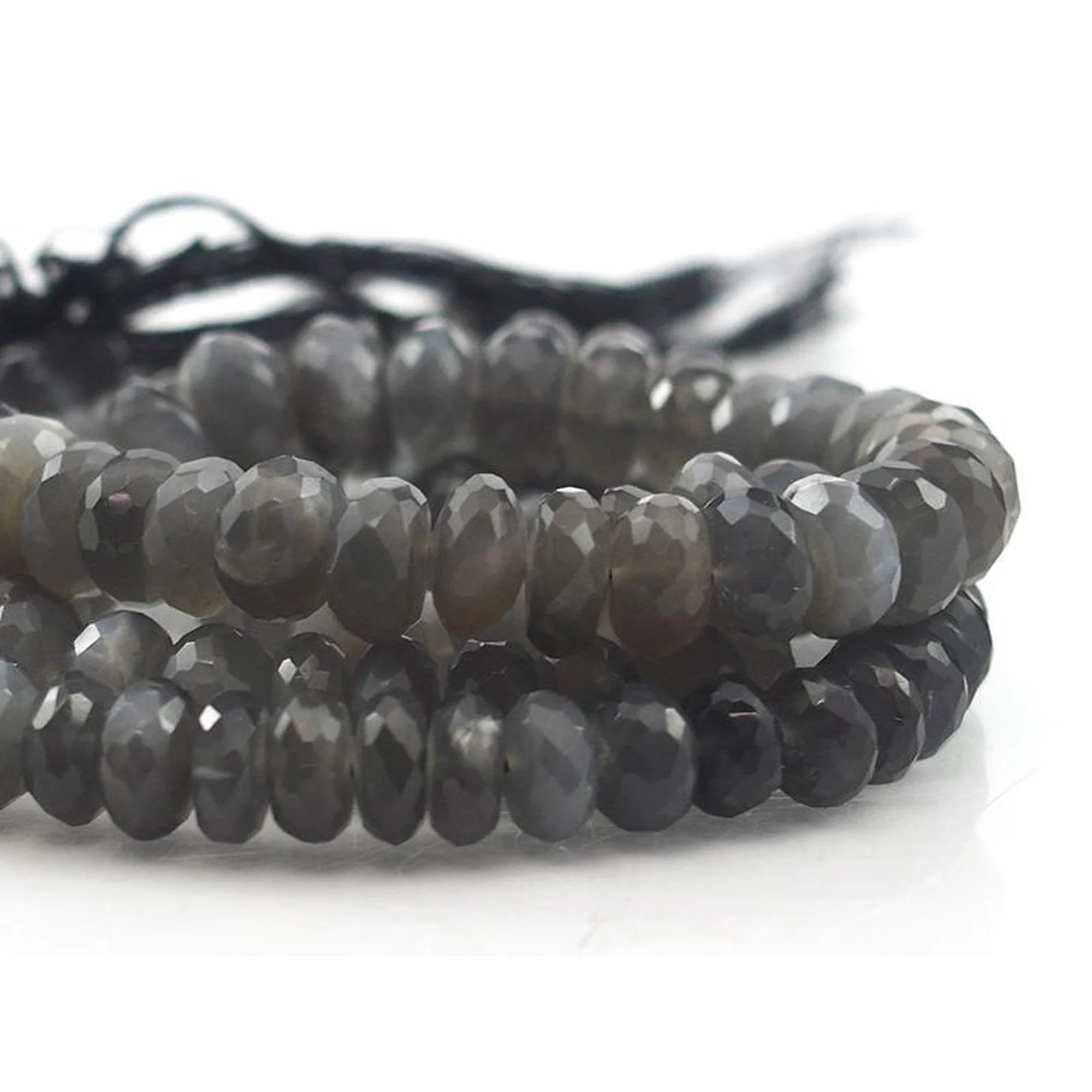 Moonstone Grey Faceted Rondelle Strands 7mm, 8mm, 9mm - Image 2
