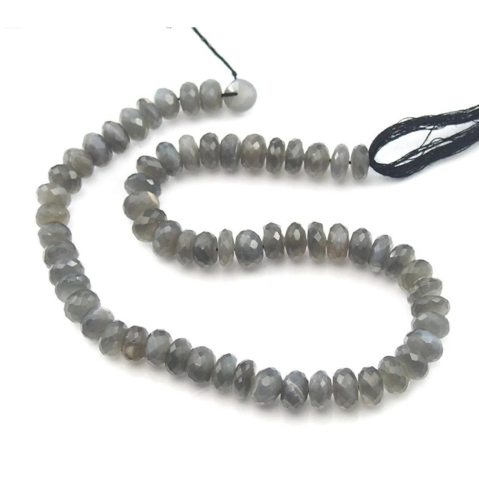 Moonstone Grey Faceted Rondelle Strands 7mm, 8mm, 9mm - Image 3