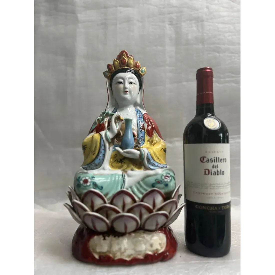 Guanyin Sitting On The Lotus Ceramic Figure - Image 4
