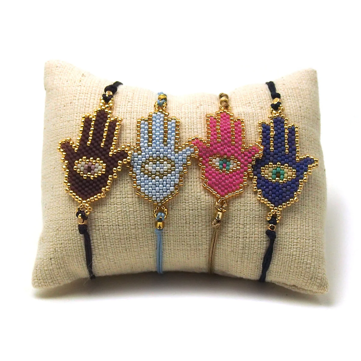 Hamsa (2) with Evil Eye Hand-Loomed Bracelet - Image 2