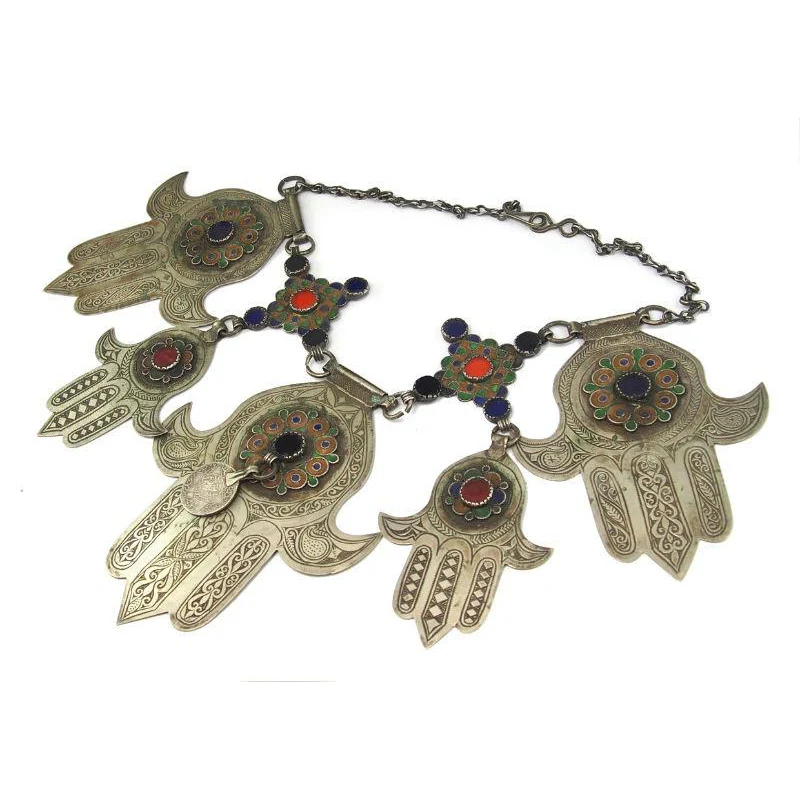 Hamsa Heirloom Grande Necklace From Tiznit, Morocco - Image 3