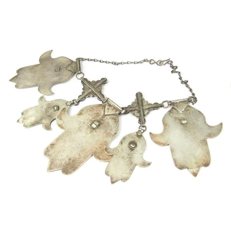 Hamsa Heirloom Grande Necklace From Tiznit, Morocco - Image 4
