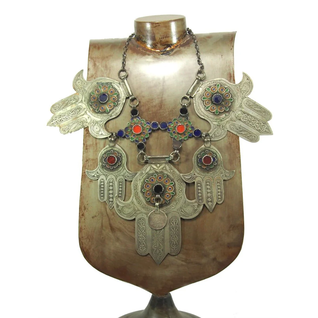 Hamsa Heirloom Grande Necklace From Tiznit, Morocco - Image 5