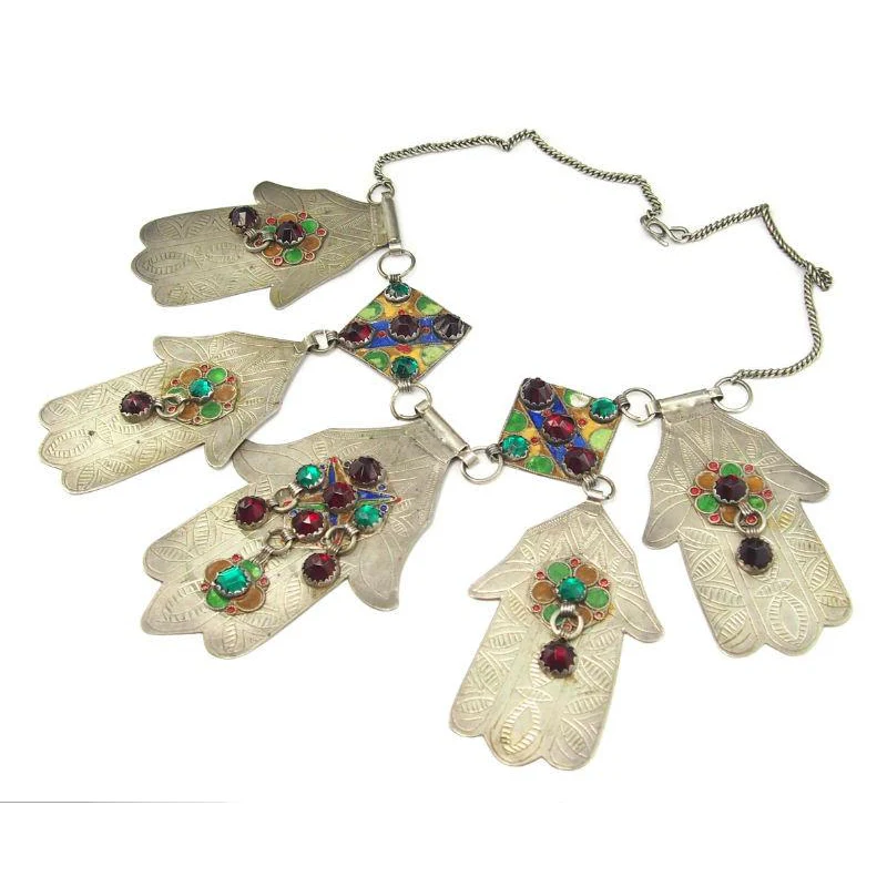 Hamsa Heirloom Grande Necklace From Tiznit, Morocco - Image 5