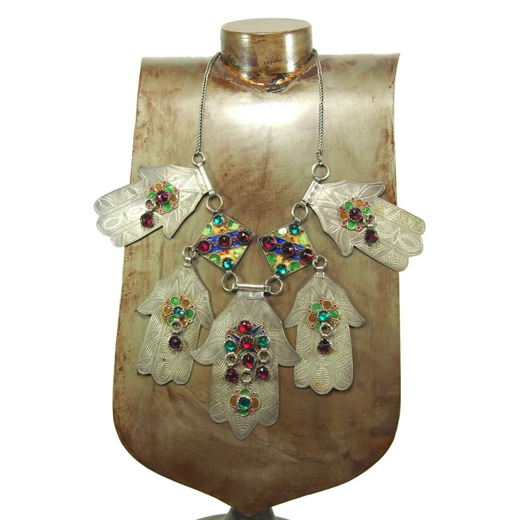 Hamsa Heirloom Grande Necklace From Tiznit, Morocco - Image 7